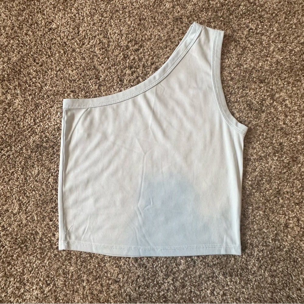 One-Shoulder light blue crop top - Picture 2 of 5